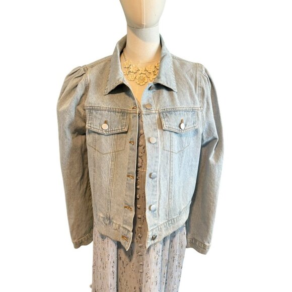 Leo and Viola puff Sleeve denim jacket. NWT Size M - Picture 1 of 3